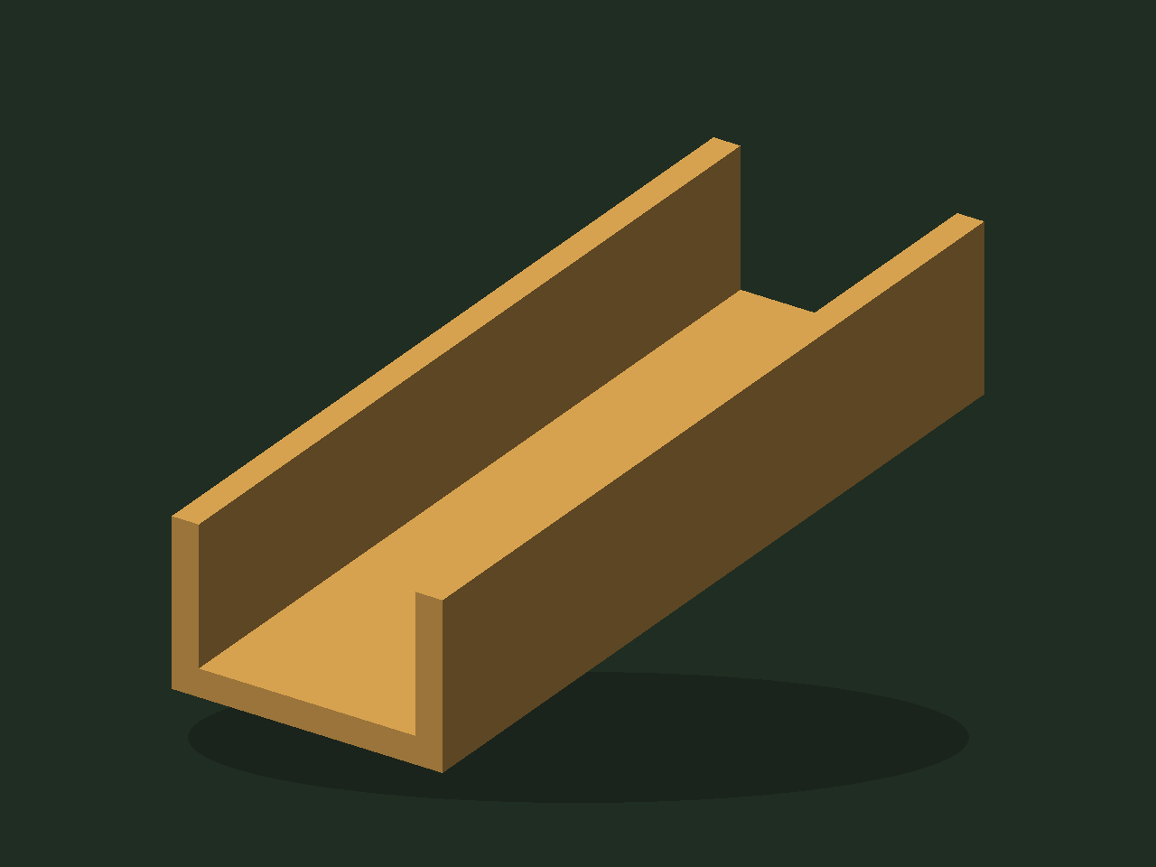 3D render of Open desk cable channel